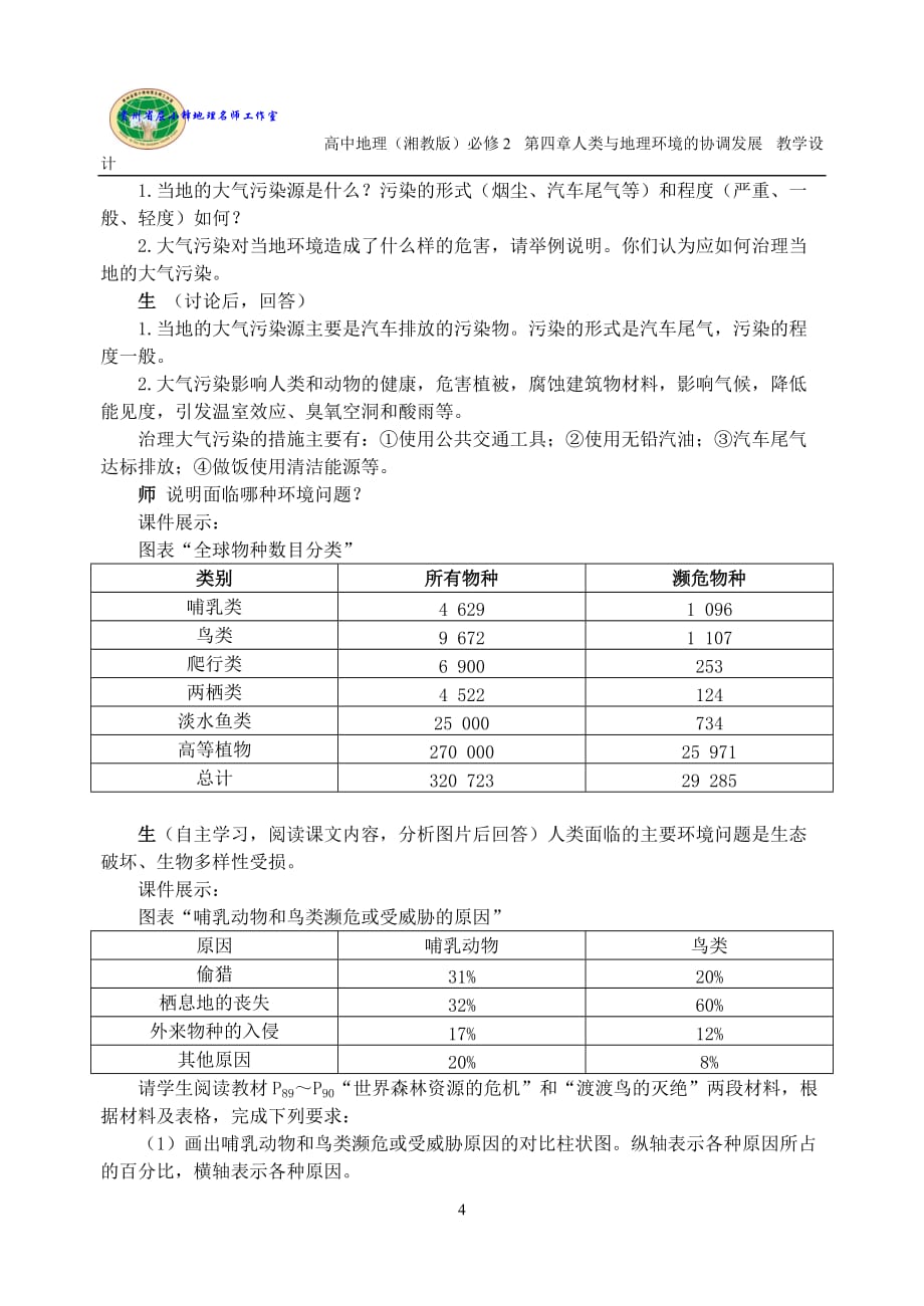 人类面临的主要环境问题（教学设计）_第4页