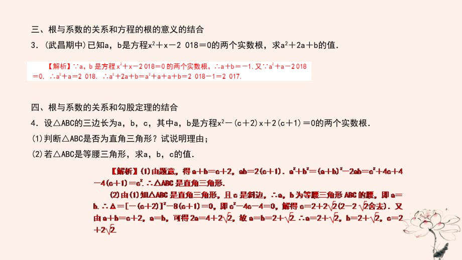 武汉专版九年级数学上册第二十一章一元二次方程专题4一元二次方程的根与系数的关系课件新版新人教版_第3页