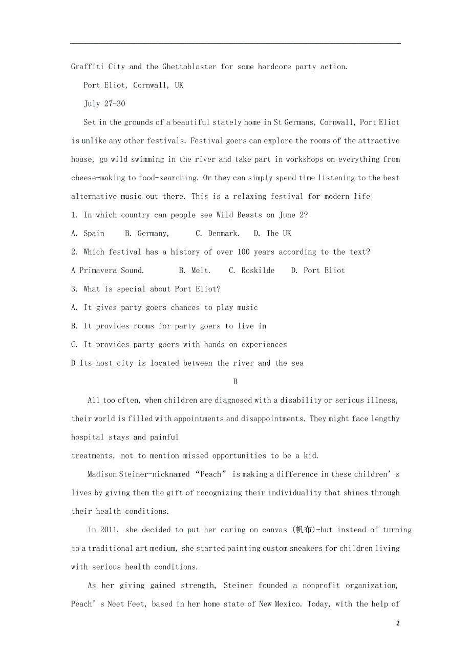 广东署山市顺德区李兆基中学高三英语上学期第二次月考试题_第2页