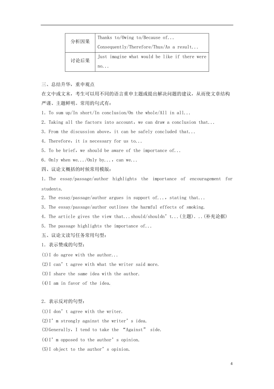 江苏专用高考英语二轮增分策略专题五书面表达第二节分类突破五读写任务类_议论文优选习题_第4页