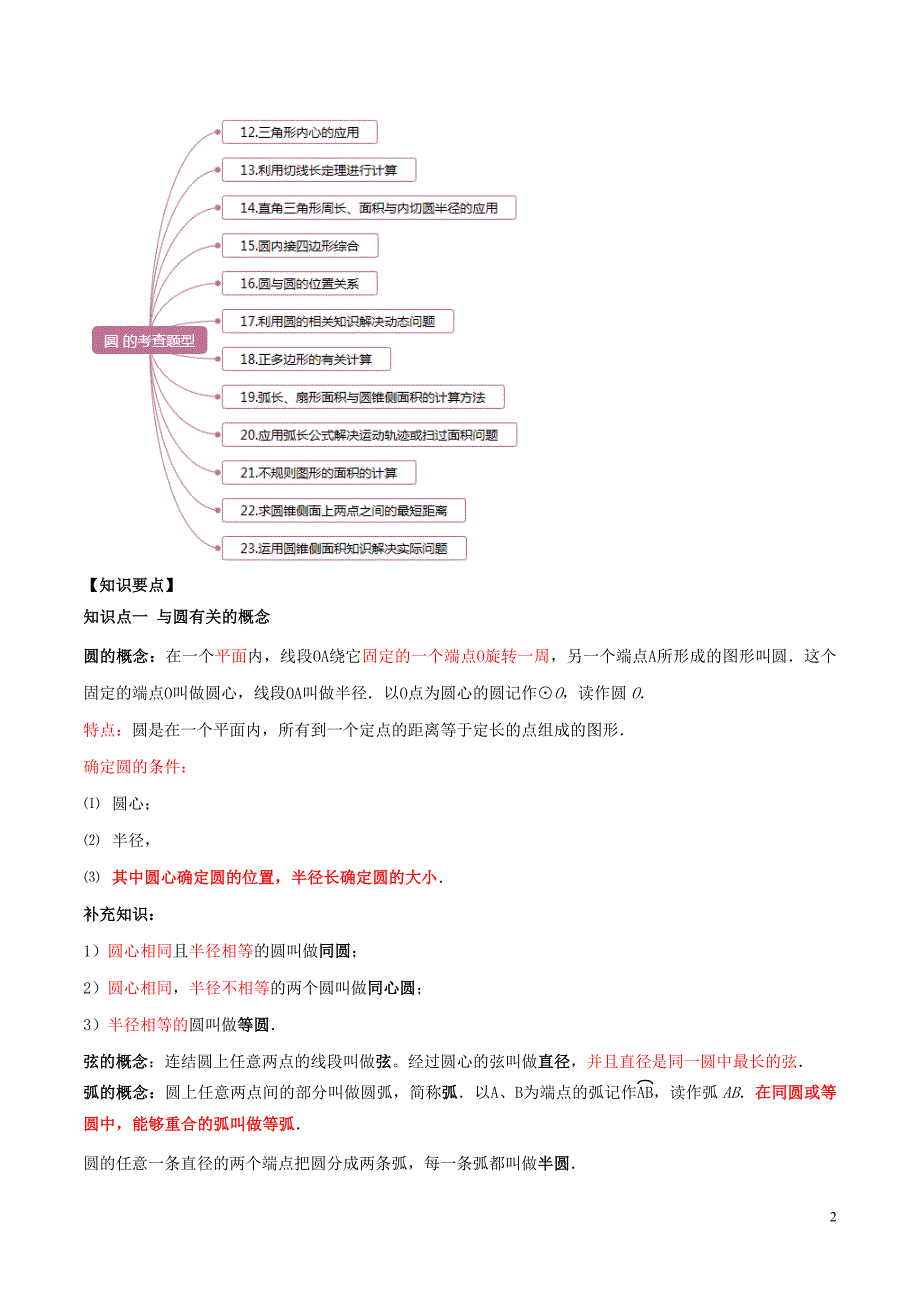 2020年中考数学一轮复习及题型专题23圆含解析_第2页