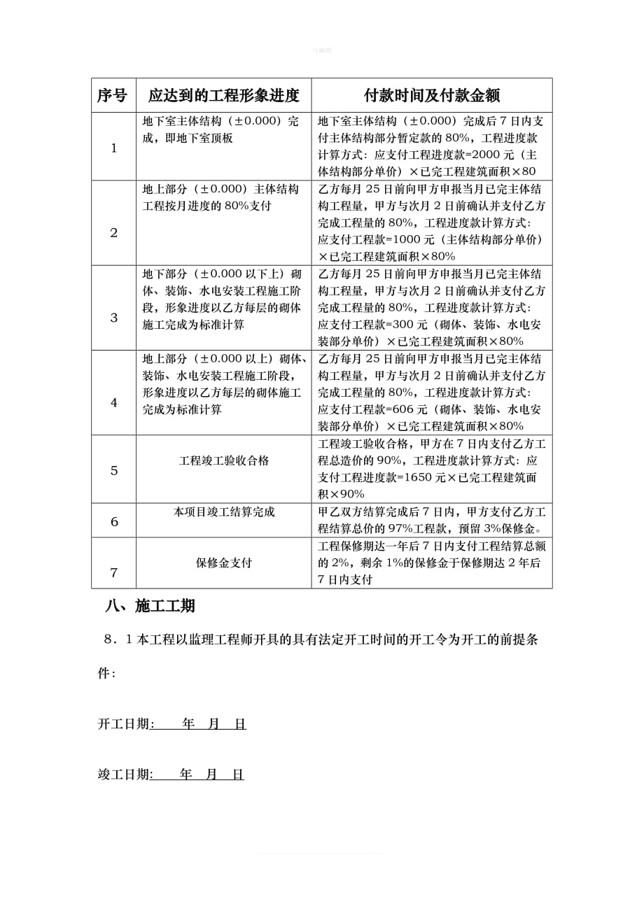 建筑工程施工合同中建四局六建筑工程有限公司新版_第4页