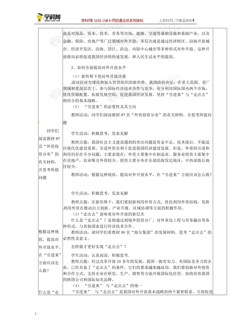 【同步教案】2013-2014学年高一上学期教案：4.11.2《积极参与国际经济竞争与合作》资料讲解_第4页