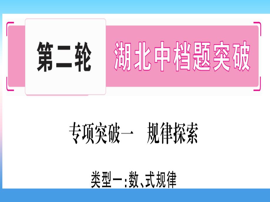 湖北专版中考数学总复习第2轮中档题突破专项突破1规律探索类型1数式规律习题课件_第1页