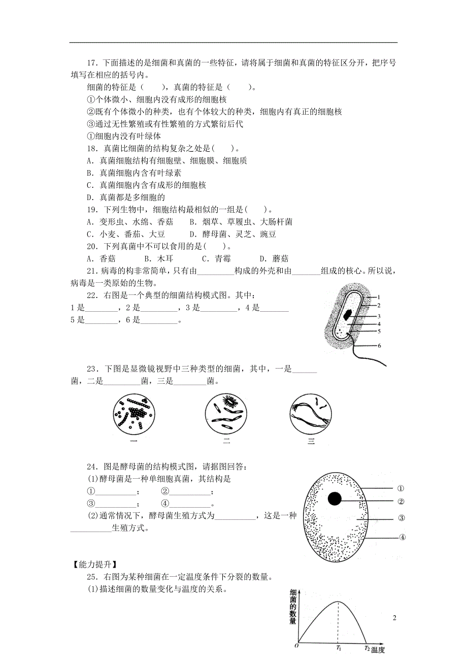 八级生物下册 第9单元 生物的多样性 第四节 神奇的微生物课时训练 苏教.doc_第2页