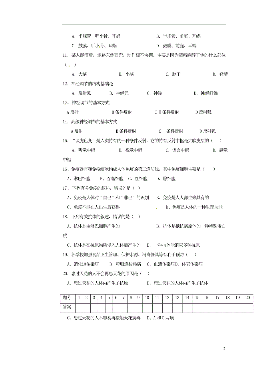 山东单希望初级中学七级生物第三次月考 .doc_第2页