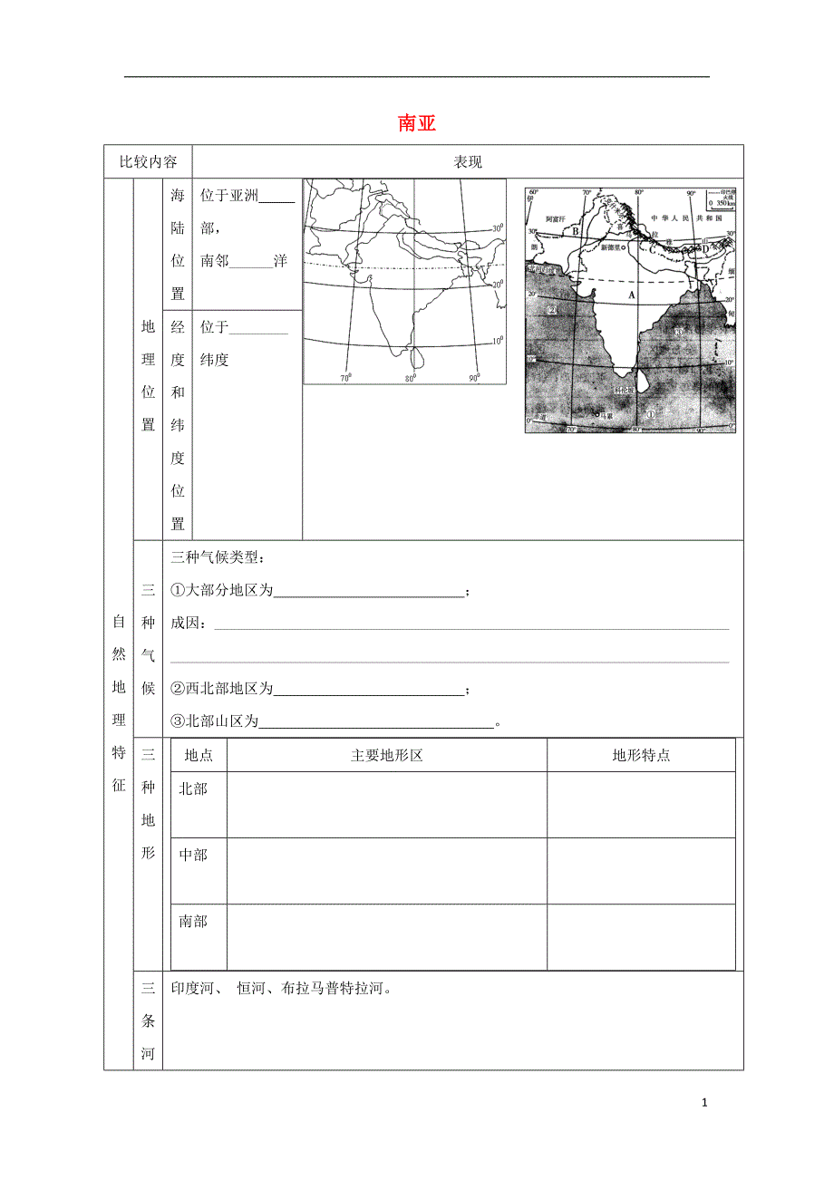 广东中山高三地理一轮复习南亚2练习 1.doc_第1页