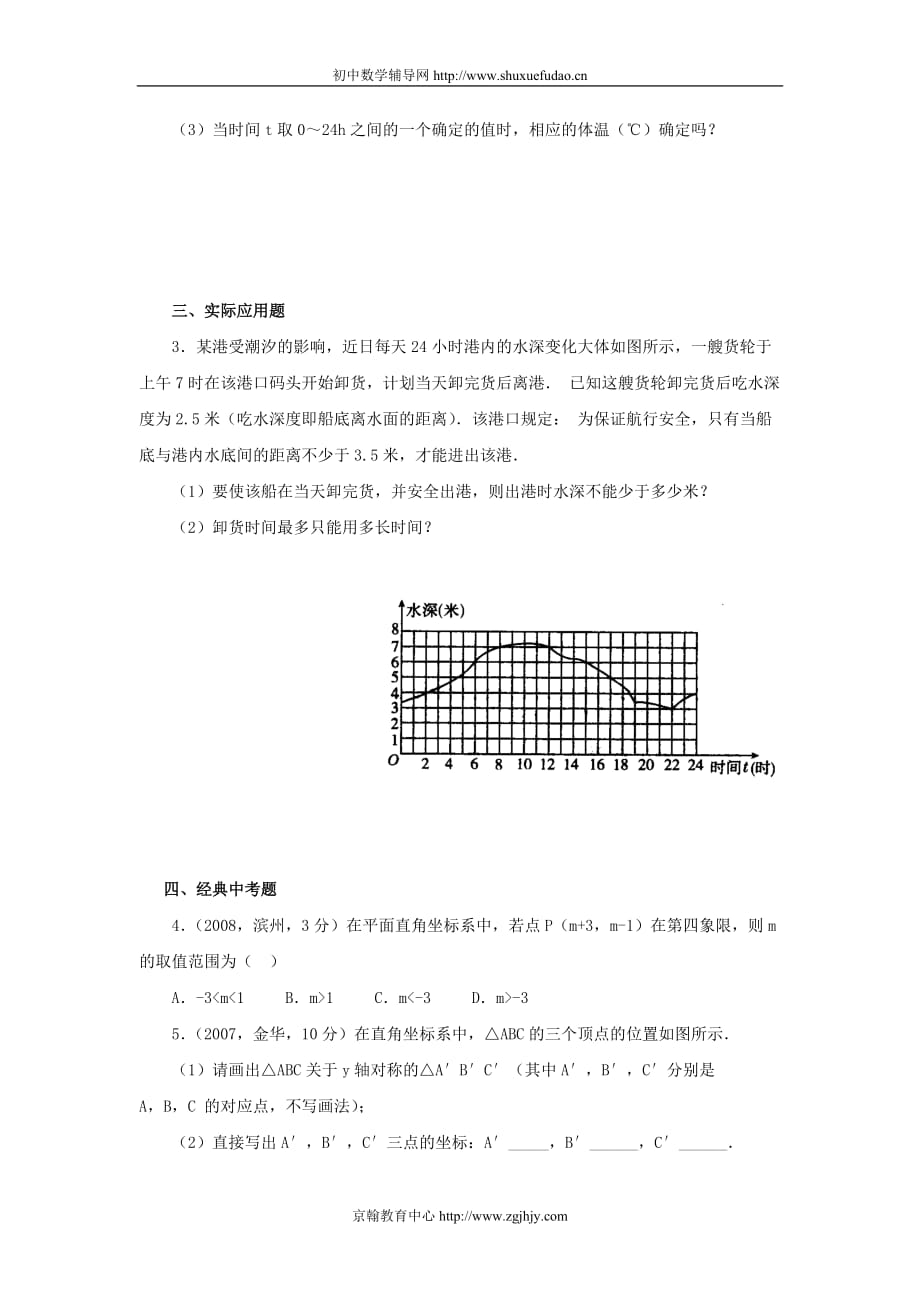 函数的图象同步练习1（华东师大版）_第3页