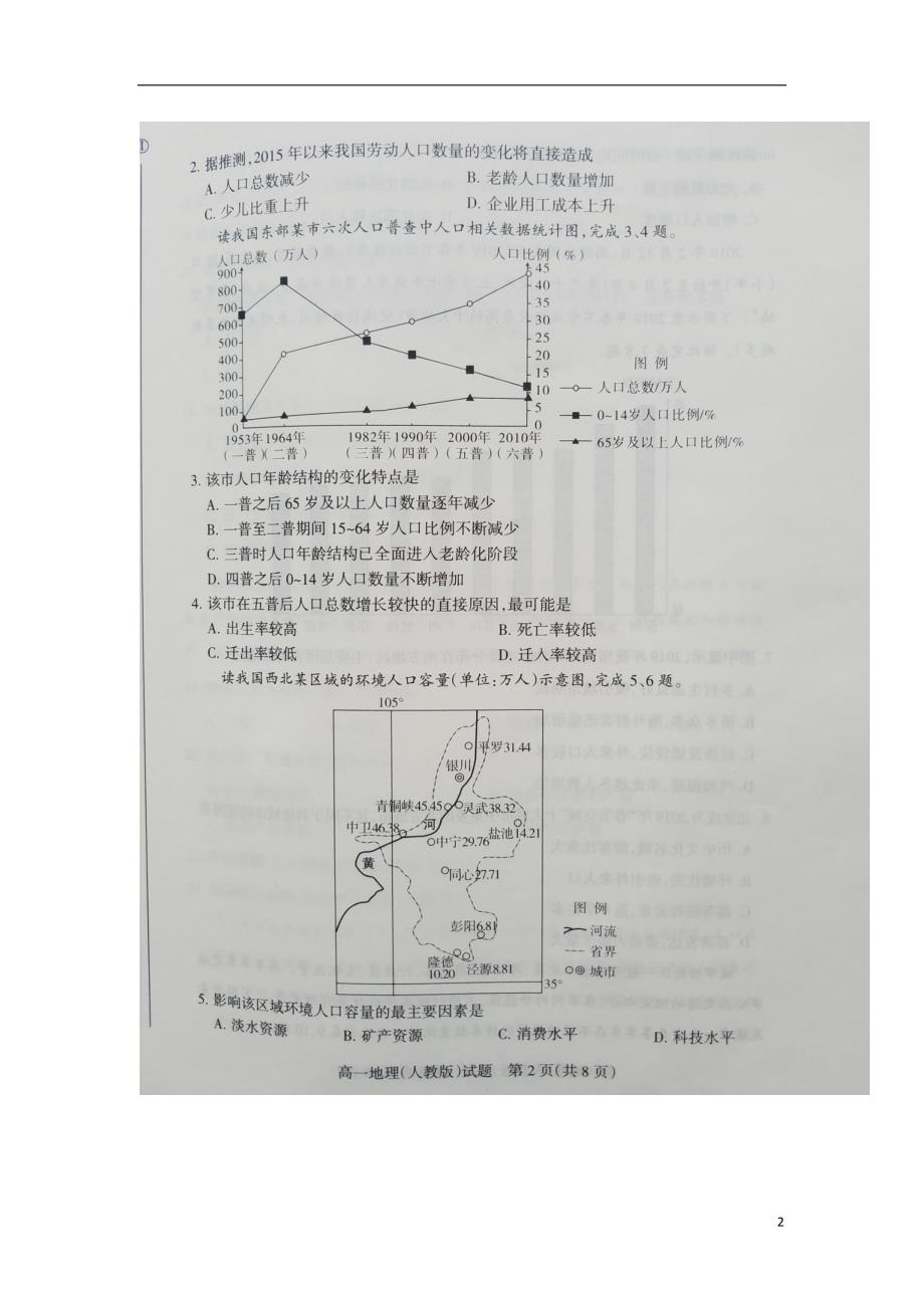 山西省陵川第一中学校2018_2019学年高一地理下学期期中试题（扫描版无答案）.doc_第2页