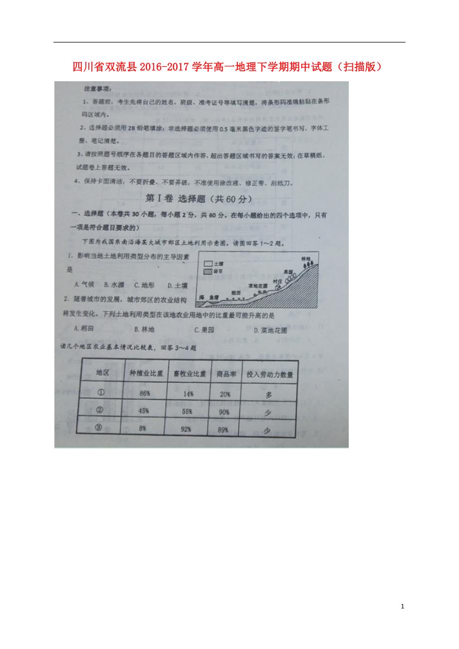 四川双流高一地理期中 1.doc_第1页