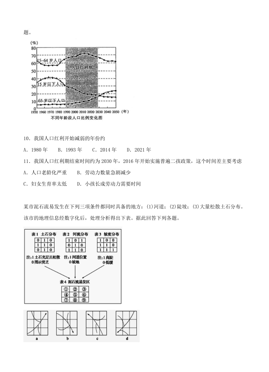 河北省2018届高三上学期第一次调研地理试卷（含答案）_第4页