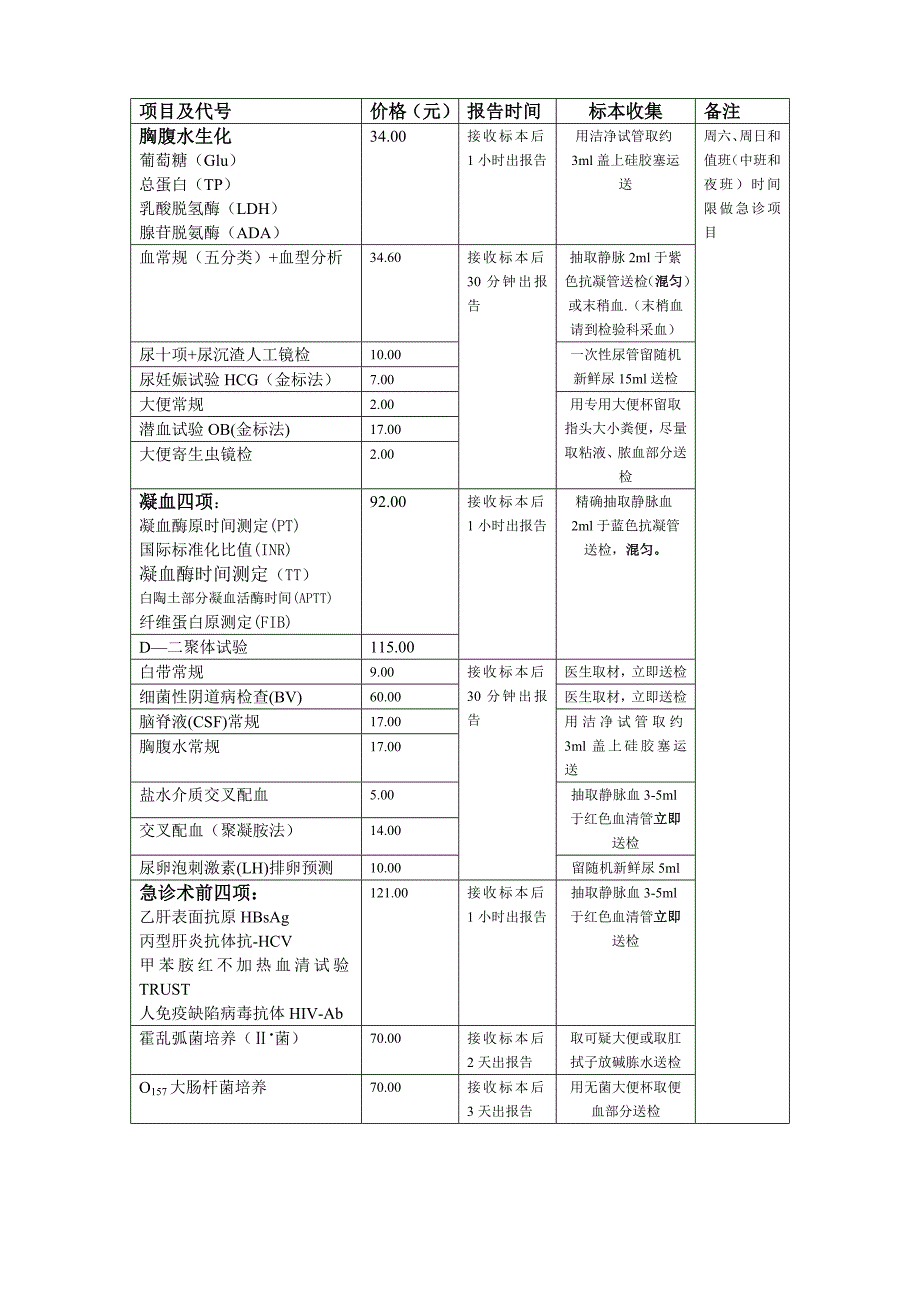 2011检验项目及采血注意事项（打印版）_第4页