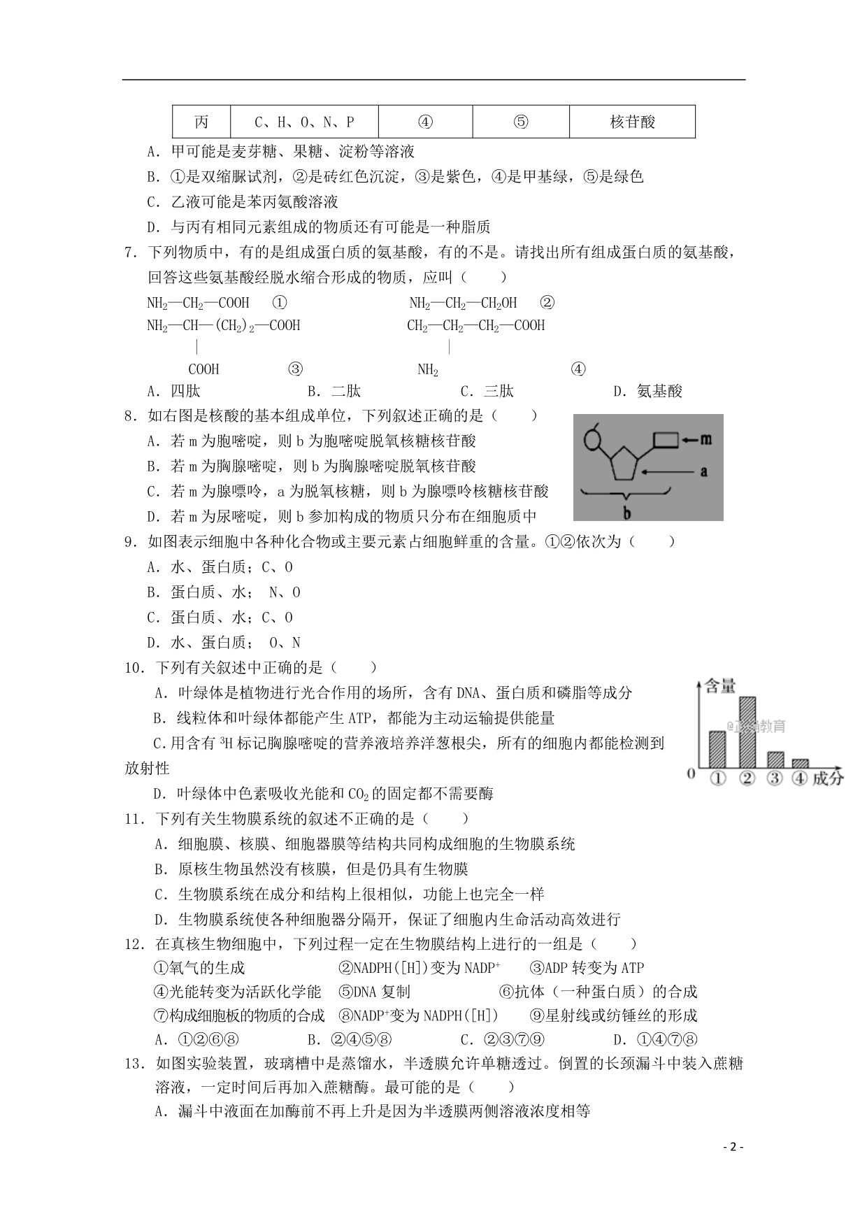 重庆市江津长寿綦江等七校联盟高二生物上学期期末联考试题_第2页