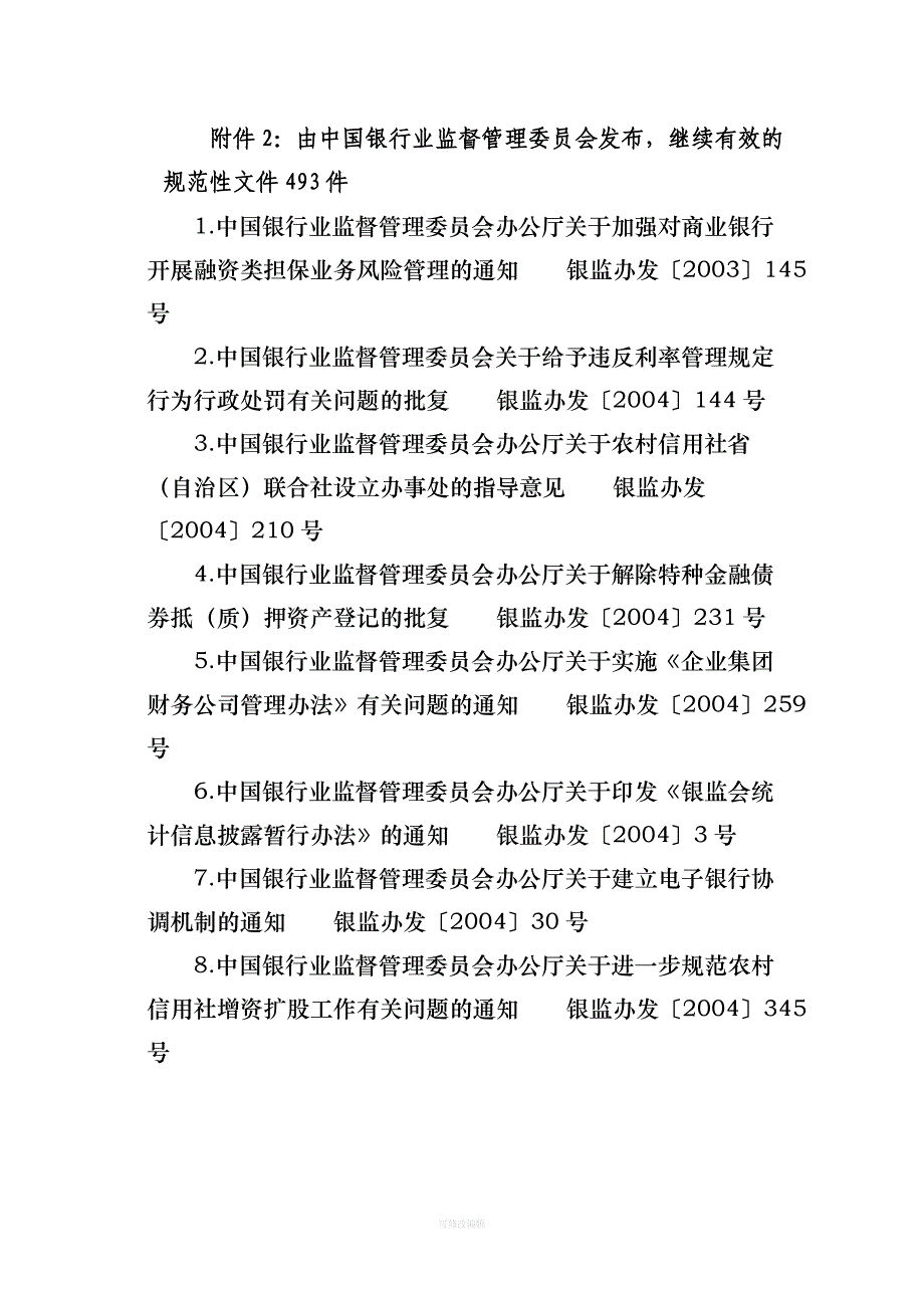 银行规范性文件列表银监会律师整理_第1页