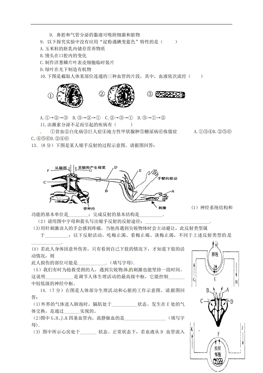 山东胶南王台中心中学七级生物第15周周末作业 1.doc_第2页