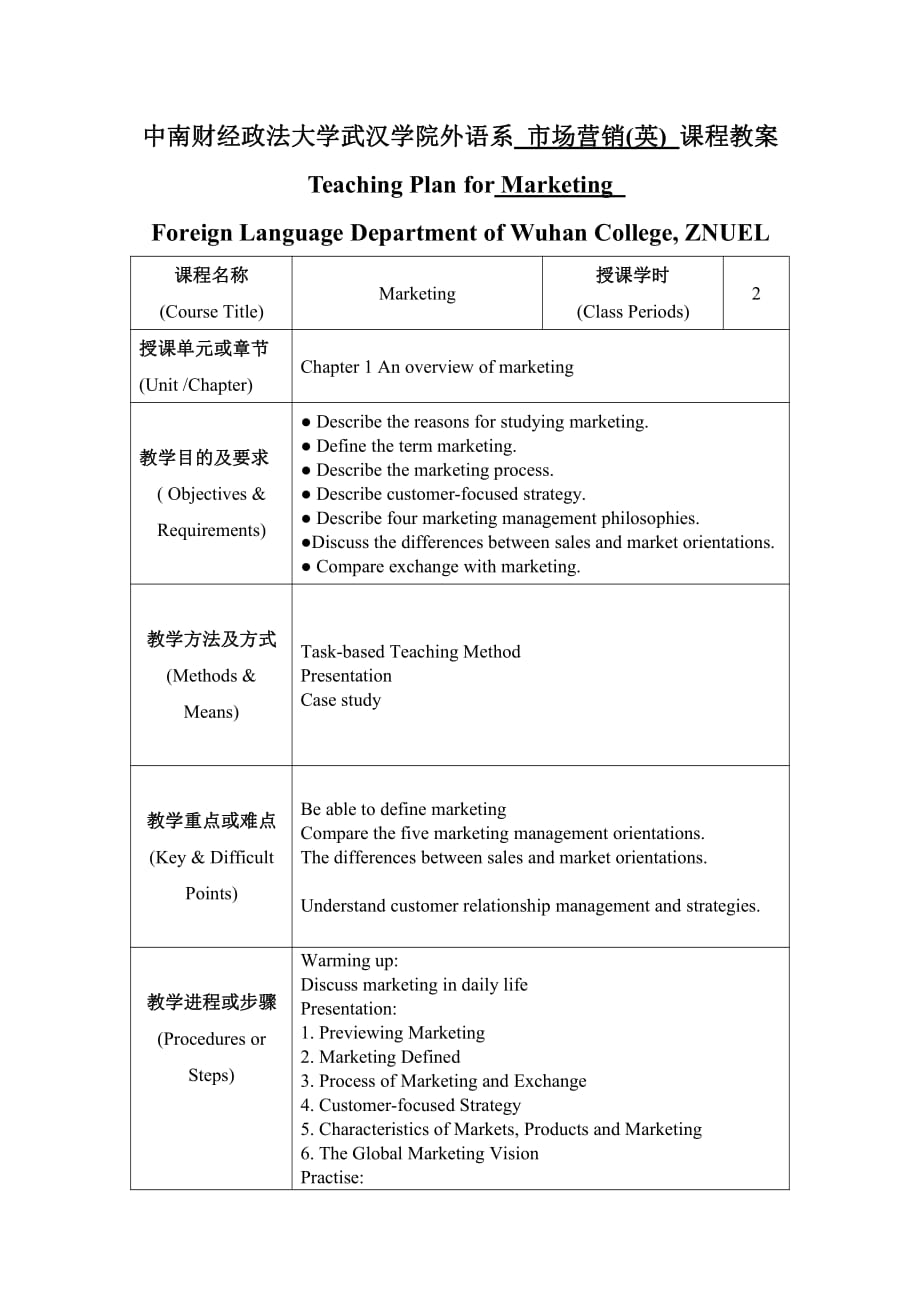 marketing市场营销教案英文_第1页