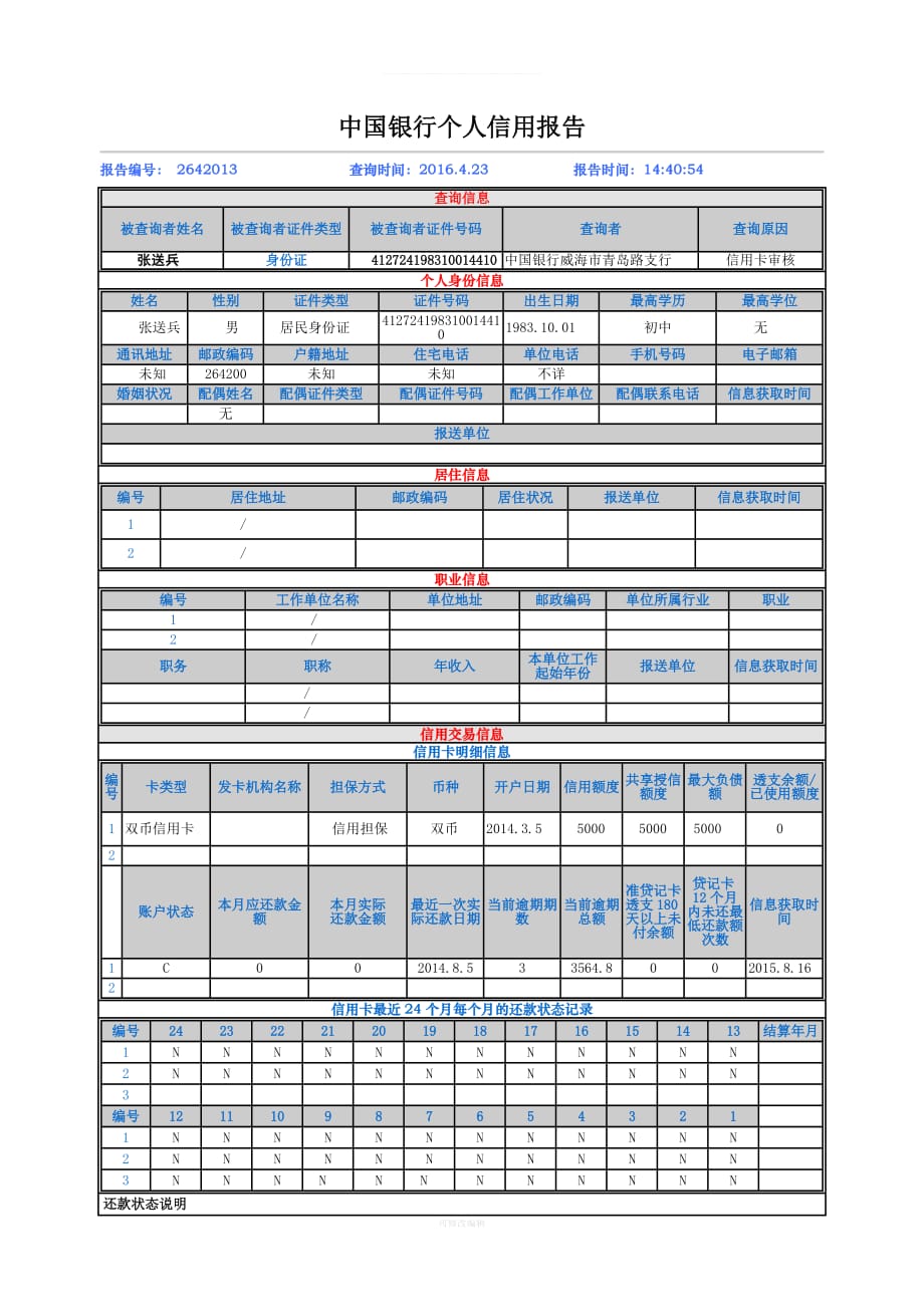 中国银行个人信用报告律师整理_第1页