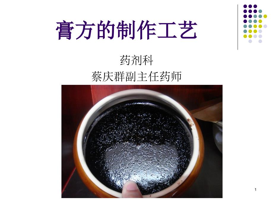 膏方的制作工艺PPT参考幻灯片_第1页