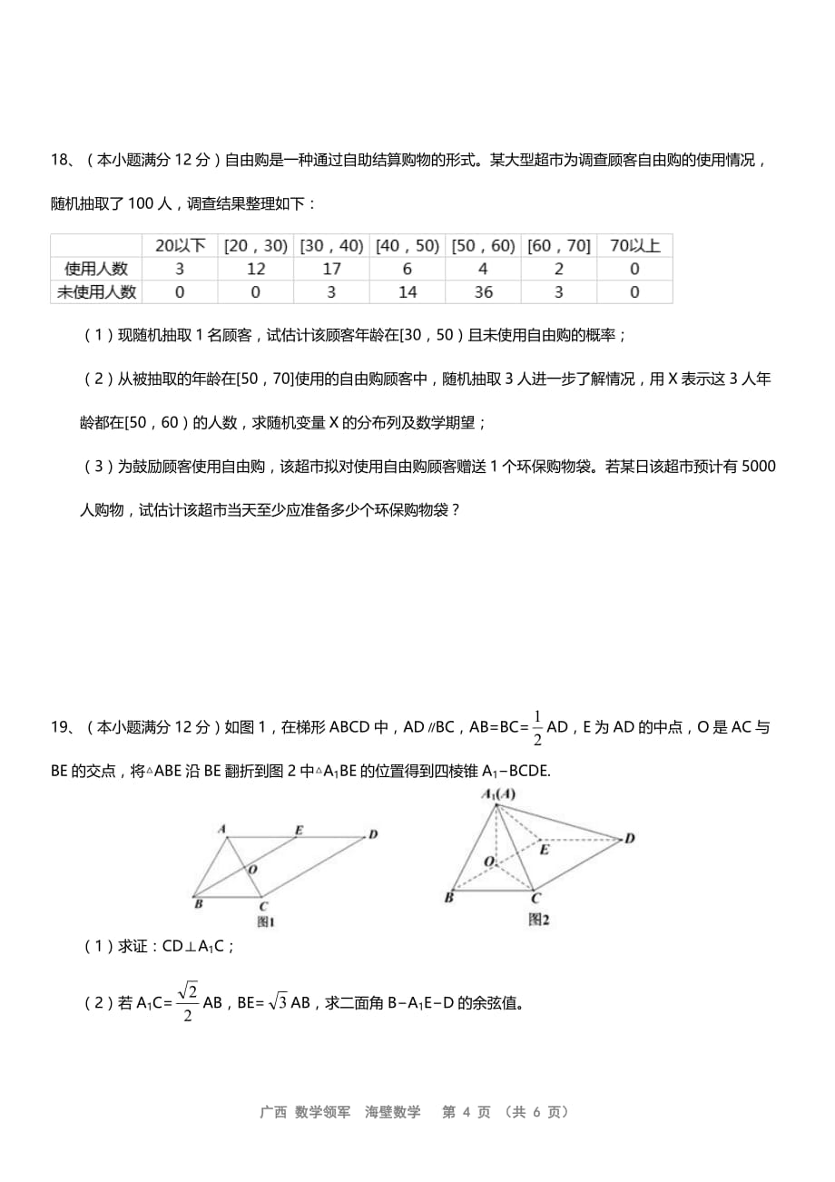 柳州市2020届、南宁二中两校联考第一次考试理科数学_第4页