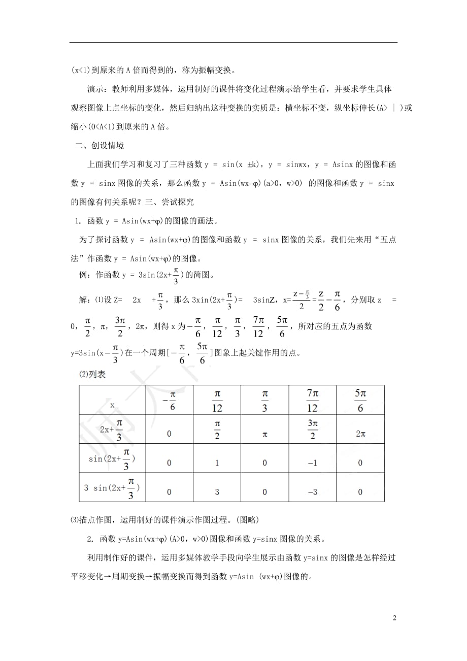 吉林高中数学 1.5函数ydAsinωxφ的图象教案 理 新人教A必修4.doc_第2页