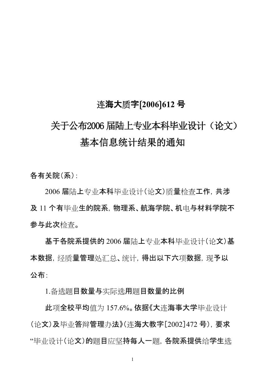 （质量管理知识）质量管理处月日下发关于开展陆上专业本科生毕业设计（论_第1页