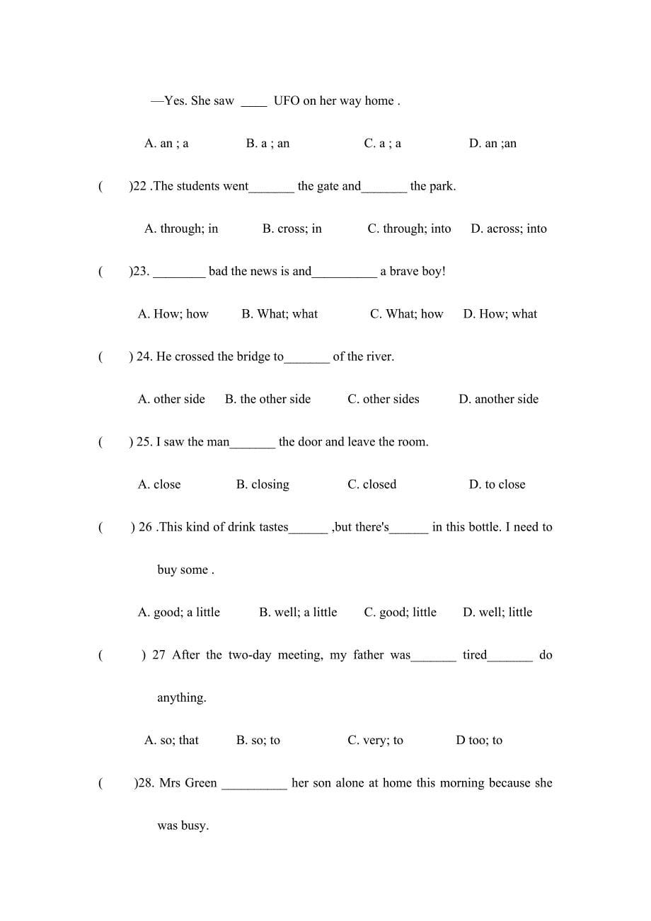 最新译林 7B 第二次月考英语试题含答案_第5页
