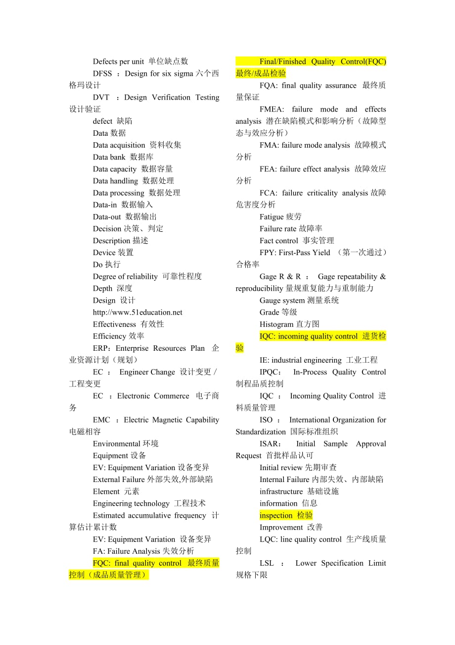 （质量管理知识）质量质检英语词汇_第2页