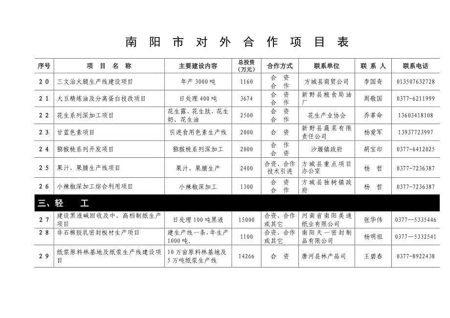 （项目管理）南阳市对外合作项目表_第5页