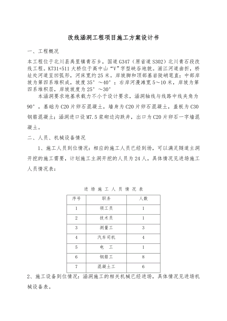 改线涵洞工程项目工程施工设计方案设计书_第1页