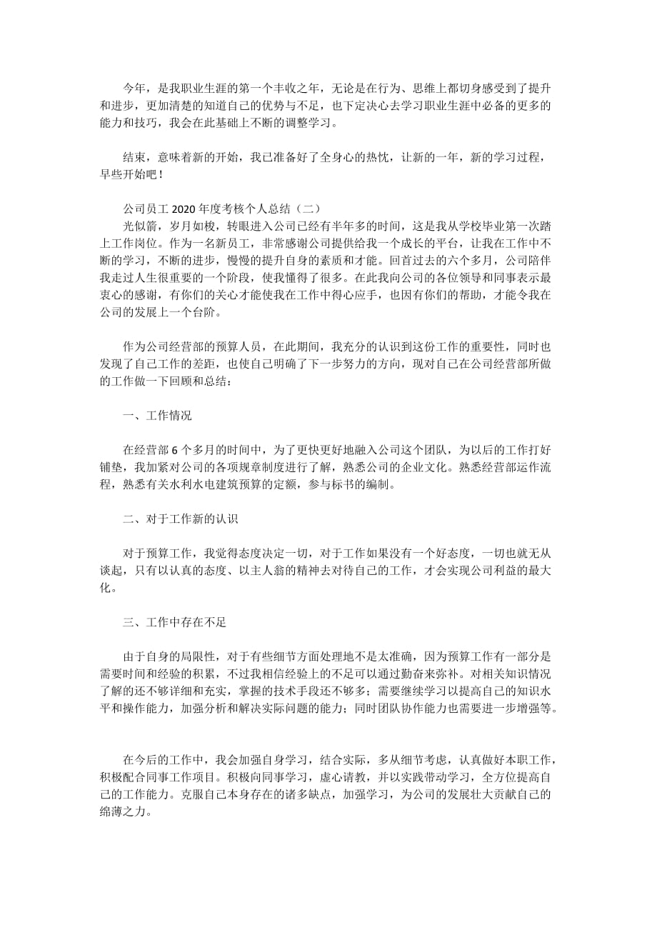 公司员工2020年度考核个人总结_第2页