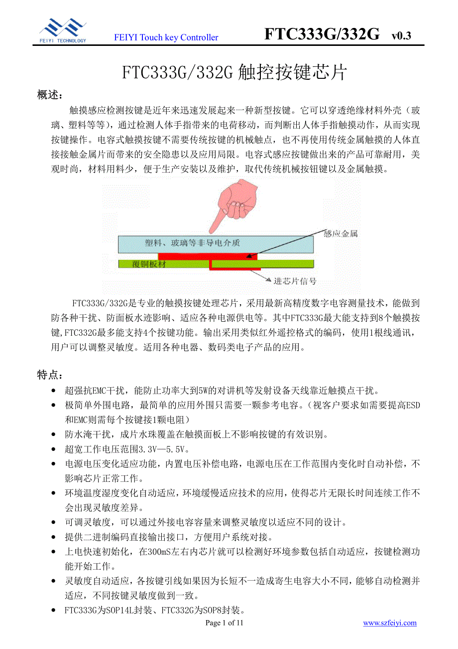 FTC333G&ampamp;332G-V0专业触摸IC_第1页