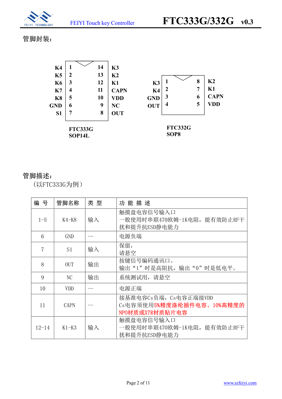 FTC333G&ampamp;332G-V0专业触摸IC_第2页