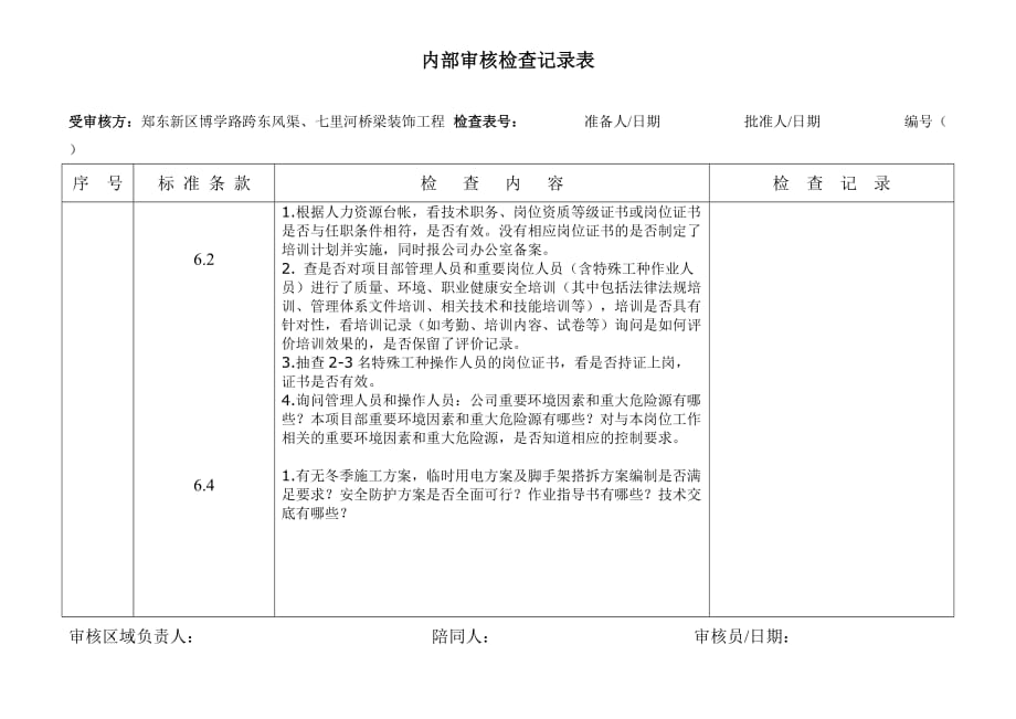 （项目管理）内部审核(装饰项目部)_第2页