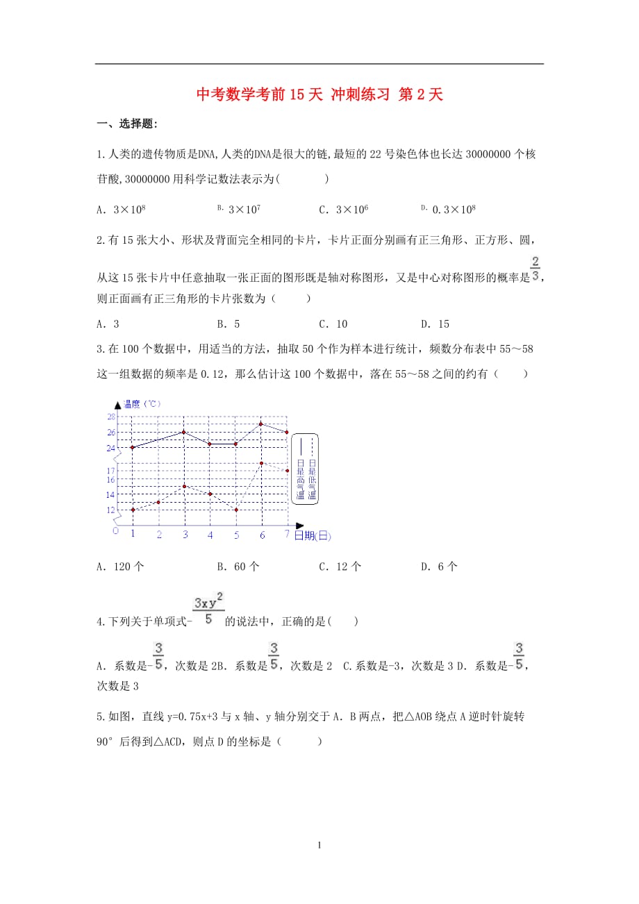 2019-2020年中考数学考前15天冲刺练习试卷 (3)_第1页