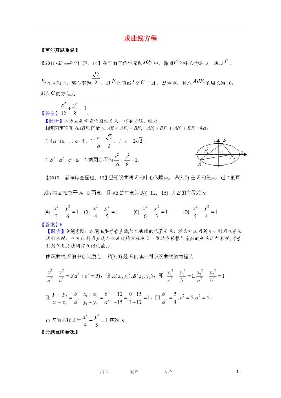 数学热点集锦 求曲线方程.doc_第1页