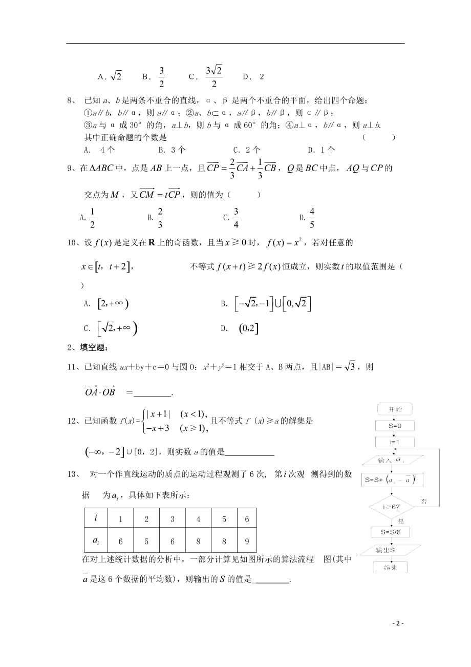 高二数学寒假作业2.doc_第2页