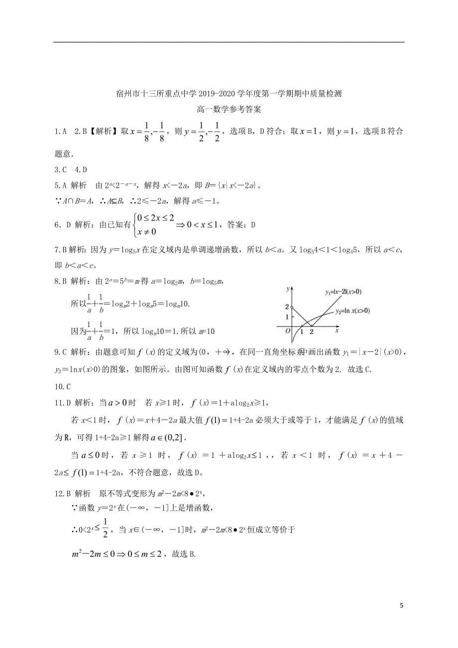 安徽省宿州市十三所省重点中学高一数学上学期期中联考试题（扫描版） (1).doc_第5页