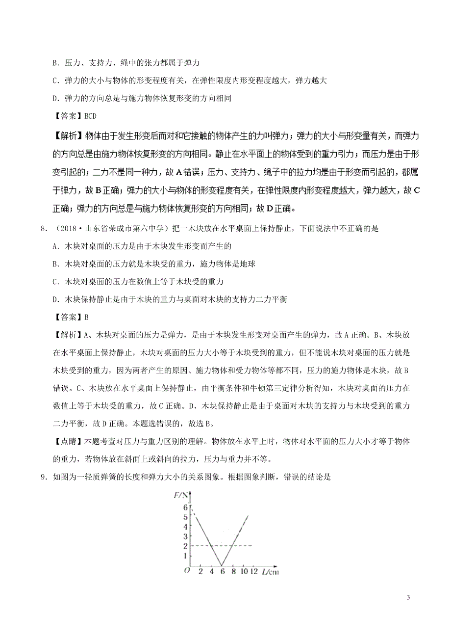 高中物理第三章相互作用专题3.2弹力课时同步试题新人教必修1_第3页