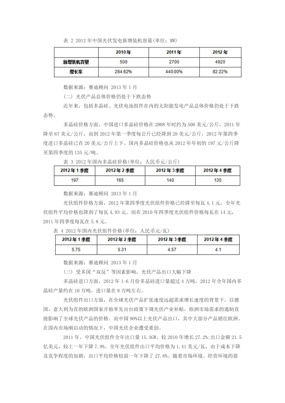 中国光伏产业2012年市场分析及2013年发展展望_第2页