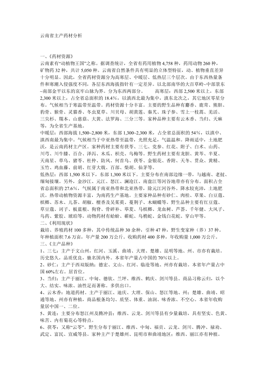 云南省中药材分析_第1页