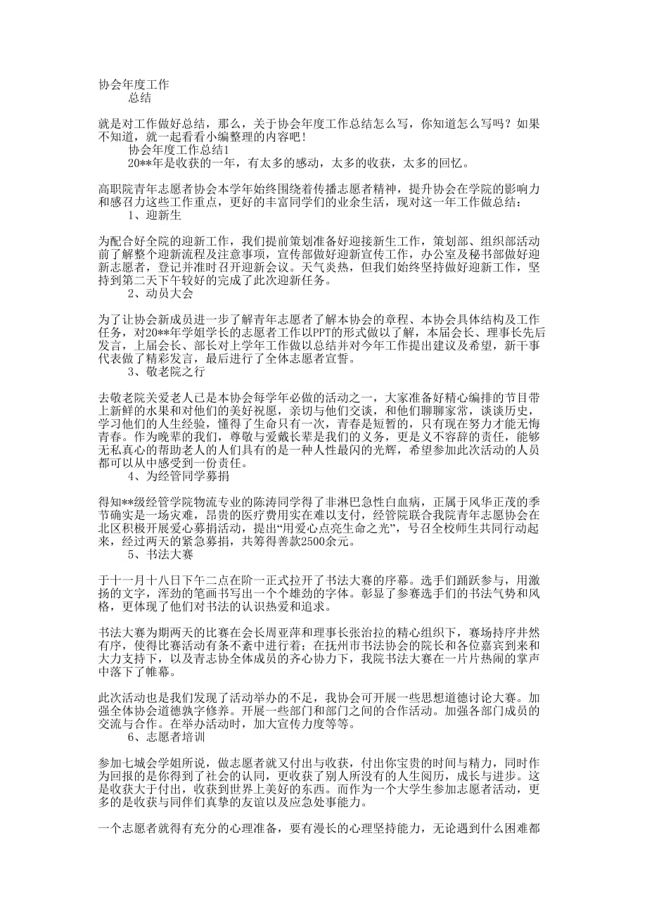 协会年度工作的总结.docx_第1页