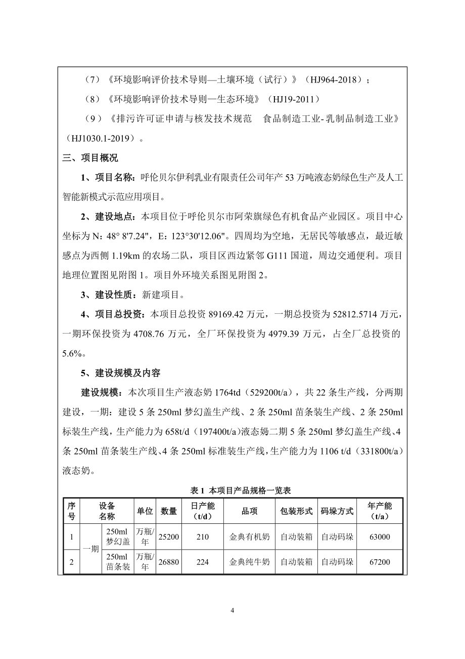 呼伦贝尔伊利乳业有限责任公司年产53万吨液态奶绿色生产及人工智能新模式示范应用项目环境影响报告表_第4页