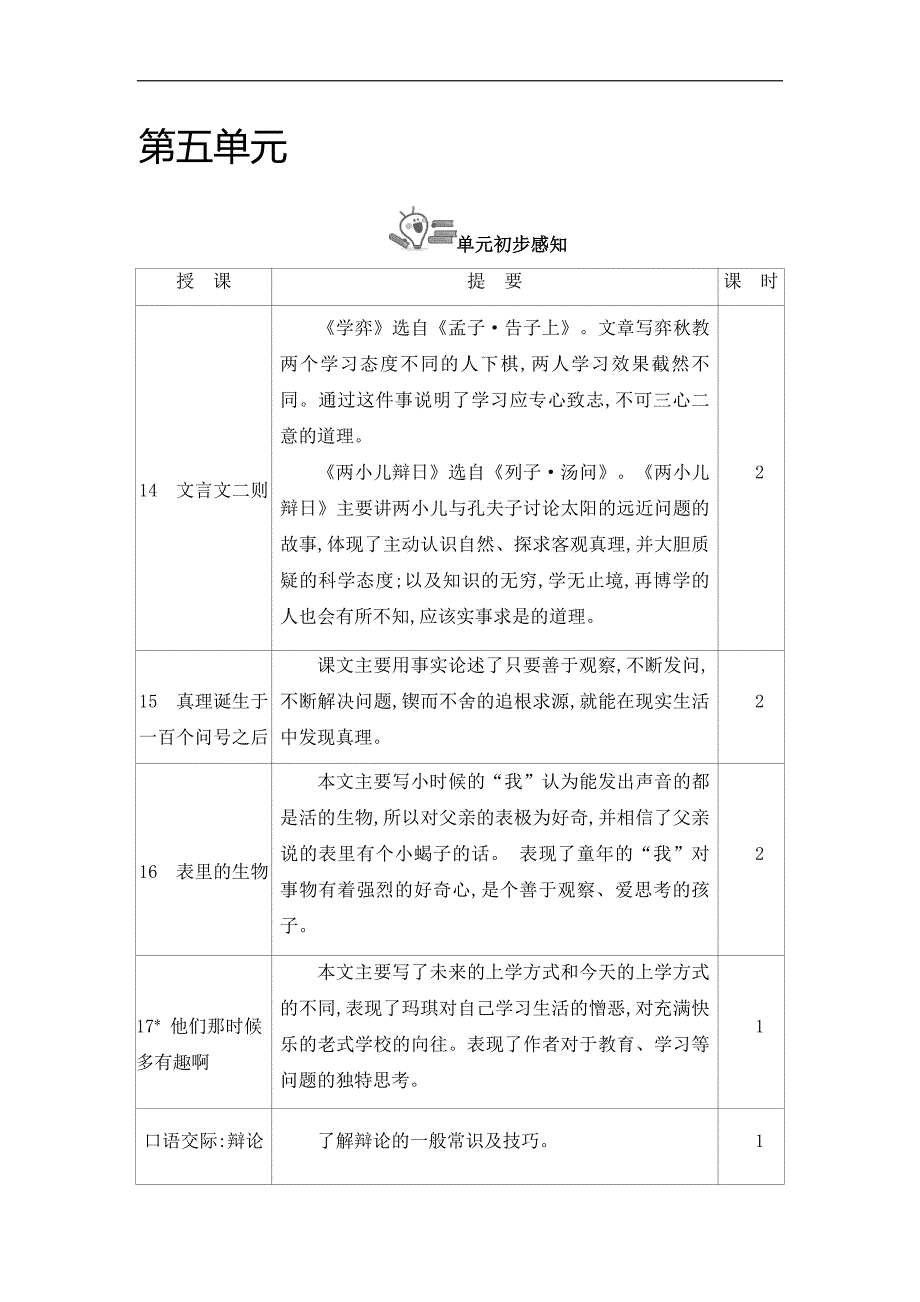 部编版六年级语文下册教案第五单元_第1页