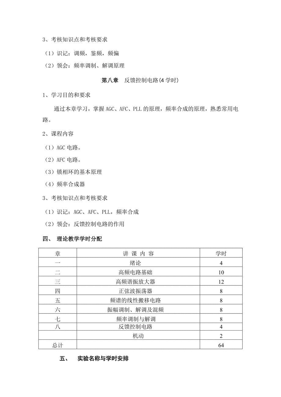 （电子行业企业管理）高频电子线路课程教学大纲山东大学_第5页