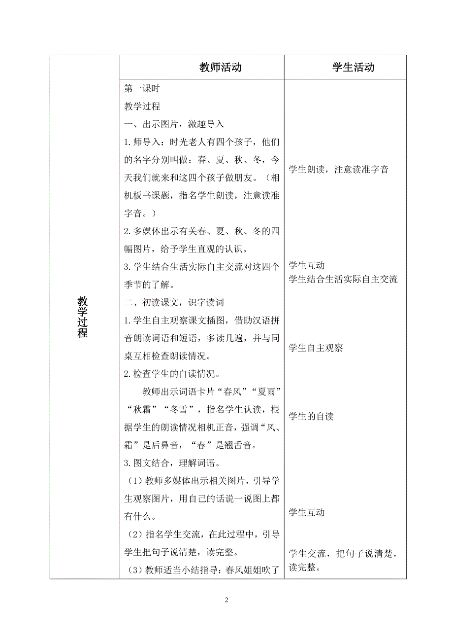 部编版小学语文科第二册教案设计-第1单元（含反思）_第2页