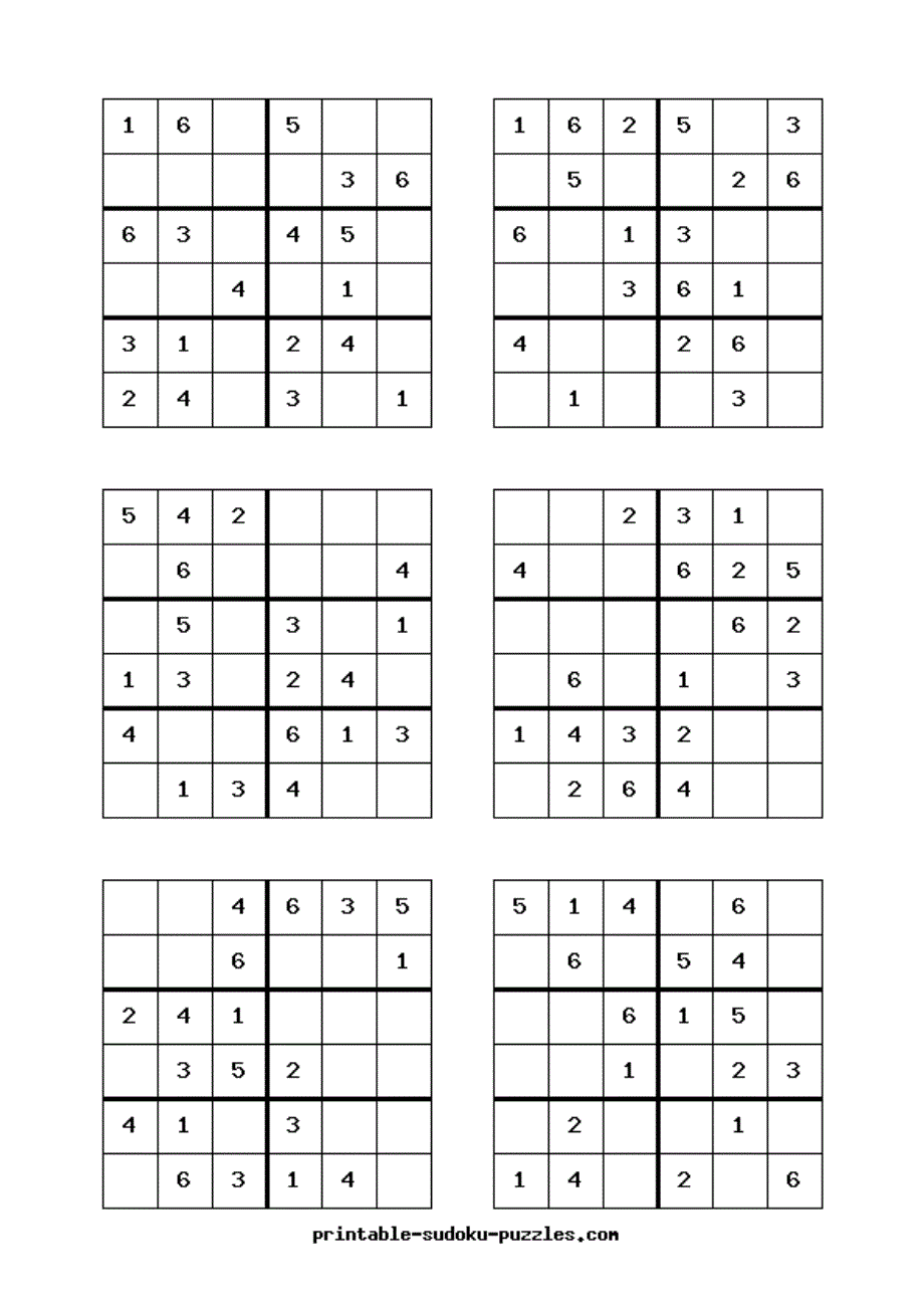 六宫格数独练习题(可直接打印-每页6题-共26页)_第3页