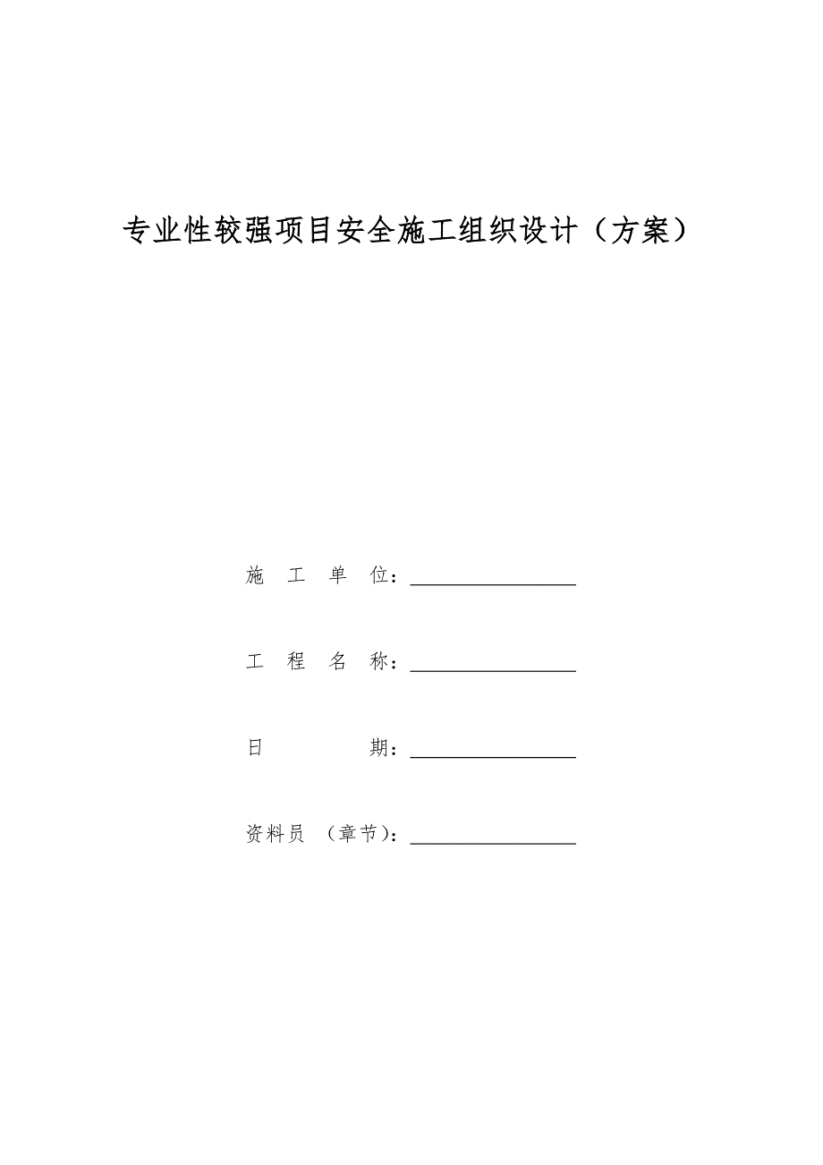 专业性较强项目安全工程施工组织设计方案方案_第1页