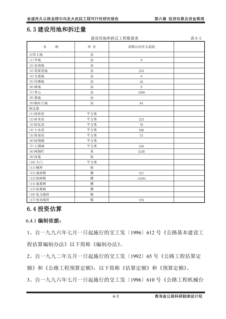 （资金管理）第六章投资估算及资金筹措(修改)(龙穆尔沟至大武段)_第2页