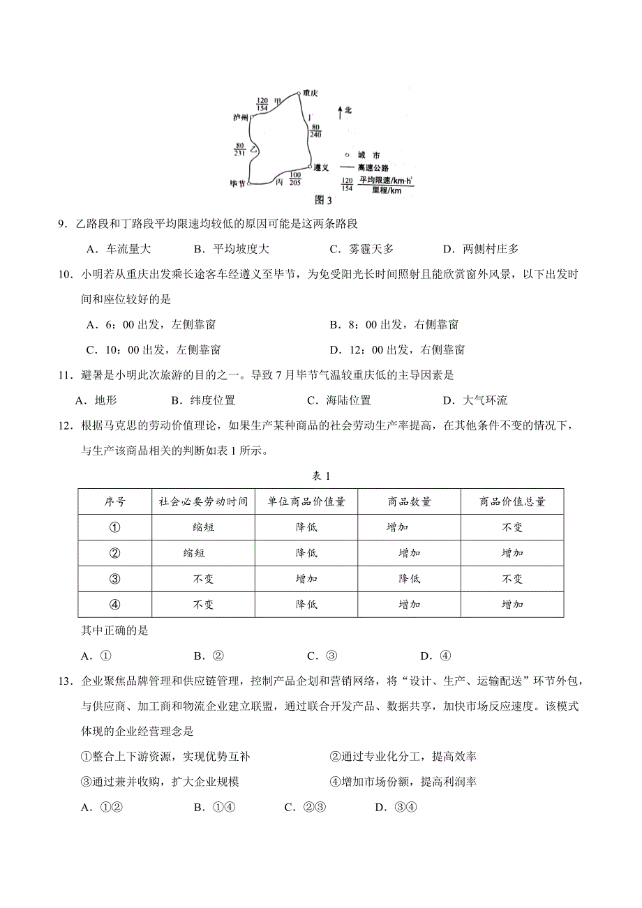 二零一八年全国卷Ⅰ文综高考试题文档版(答案解析)_第3页