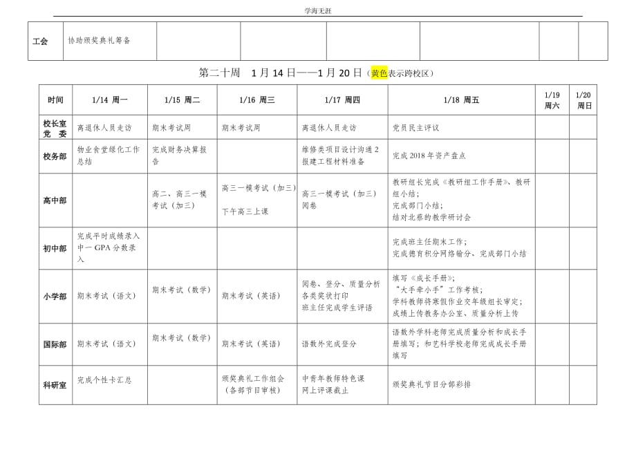 2018学年第二学期上海市实验学校重要工作安排_第3页